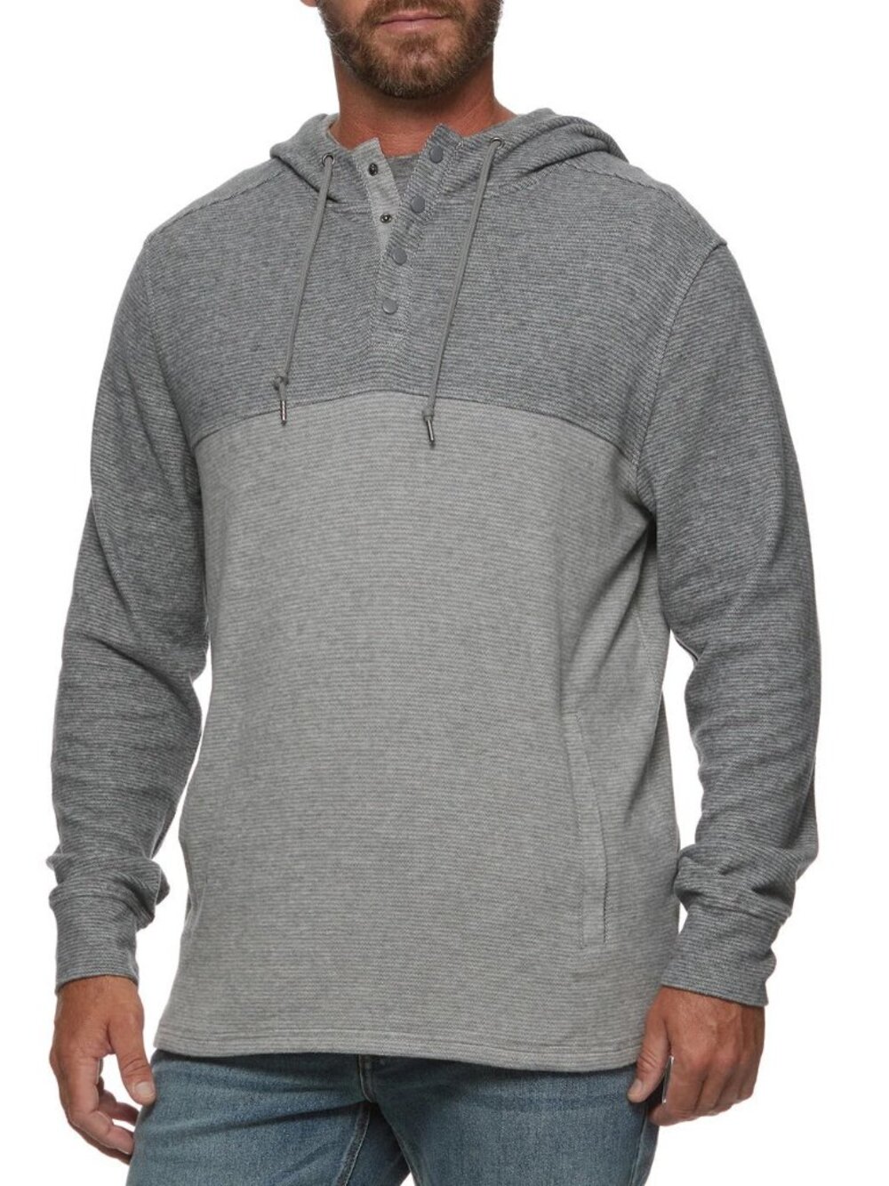 Flag & Anthem Grey Colorblock Henley Hoodie/11924